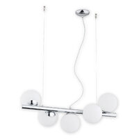 Lustra moderna cromata, abajururi din sticla alba, 5xE14/40W, Osso 02915 W5 CH, Lemir