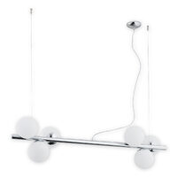 Lustra moderna cromata, abajururi din sticla alba, 6xE14/40W, Osso 02916 W6 CH, Lemir