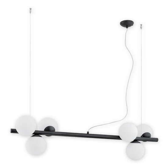 Lustra moderna neagra, abajururi din sticla alba, 6xE14/40W, Osso 02916 W6 CZA, Lemir