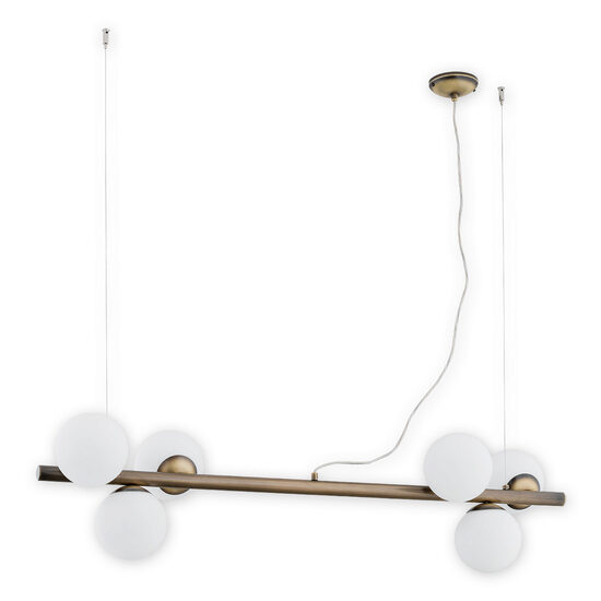 Lustra moderna, alama patinata, abajururi din sticla alba, 6xE14/40W, Osso 02916 W6 PAT, Lemir