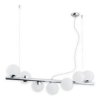Lustra moderna cromata, abajururi din sticla alba, 7xE14/40W, Osso 02917 W7 CH, Lemir