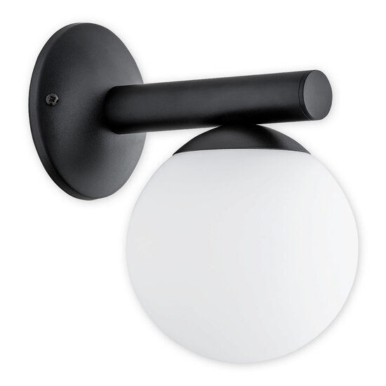 Aplica moderna neagra, abajur din sticla alba, 1xE14/40W, Osso 02910 K1 CZA, Lemir
