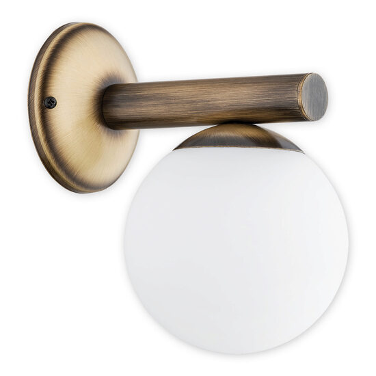 Aplica moderna, alama patinata, abajur din sticla alba, 1xE14/40W, Osso 02910 K1 PAT, Lemir