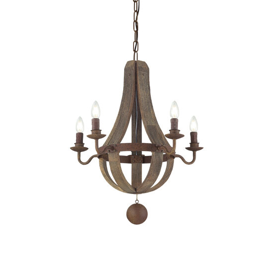 Lustra rustica lemn antichizat 5xE14/40W, Millenium SP5 129921 Ideal Lux