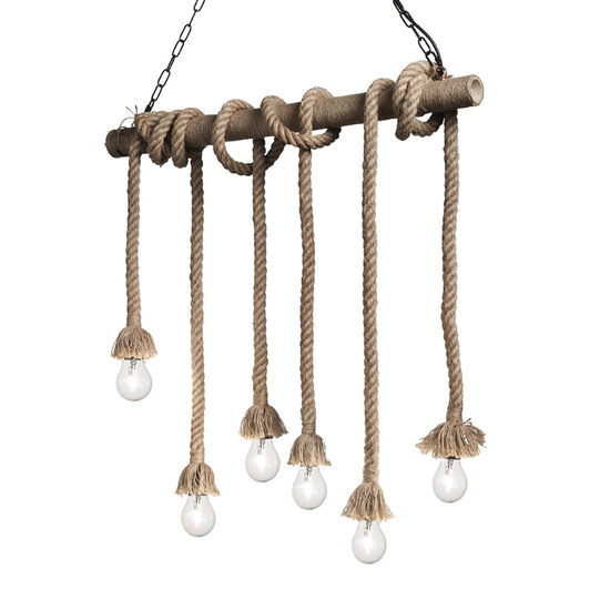 Lustra rustica din canepa 6xE27/15W, Canapa SP6 134826 Ideal Lux
