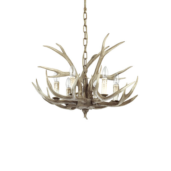 Candelabru rustic rasina lucrata manual 6xE14/40W, Chalet SP6 115498 Ideal Lux