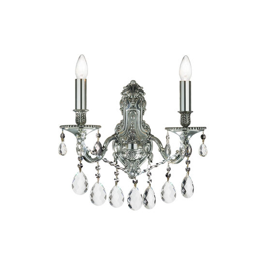 Aplica clasica argintie cu cristale 2xE14/40W, Gioconda AP2 044910 Ideal Lux