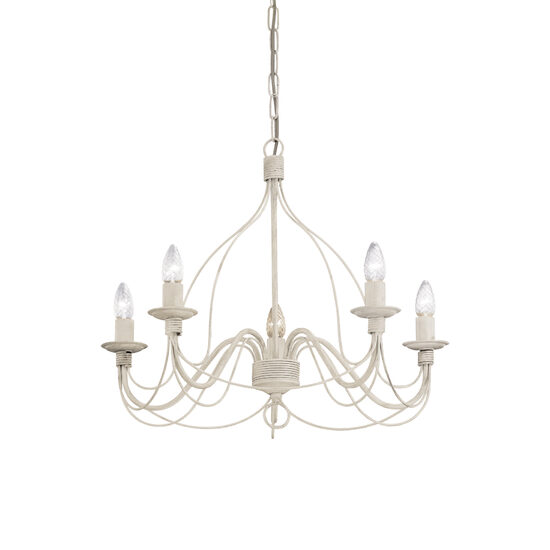 Candelabru florentin alb antichizat 5xE14/40W, Corte SP5 005881 Ideal Lux