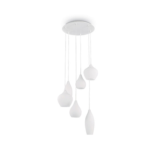 Lustra moderna alba abajururi sticla 6xE14/40W, Soft SP6 087818 Ideal Lux
