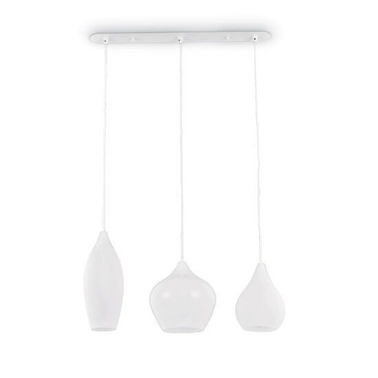 Lustra moderna alba abajururi sticla 3xE14/40W, Soft SP3 111858 Ideal Lux