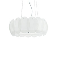 Lustra moderna alba abajururi sticla 8xE27/60W, Ovalino SP8 090481 Ideal Lux