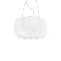 Lustra moderna alba abajururi sticla 5xE27/60W, Ovalino SP5 074139 Ideal Lux