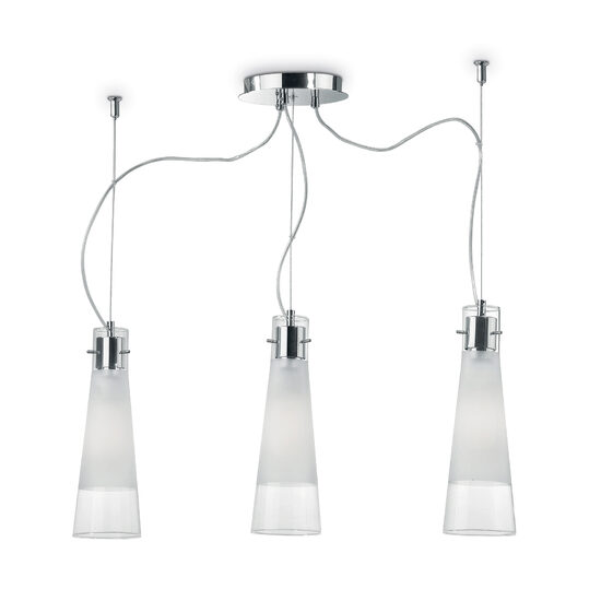 Lustra moderna cromata 3xE27/60W, Kuky Clear SP3 033952 Ideal Lux