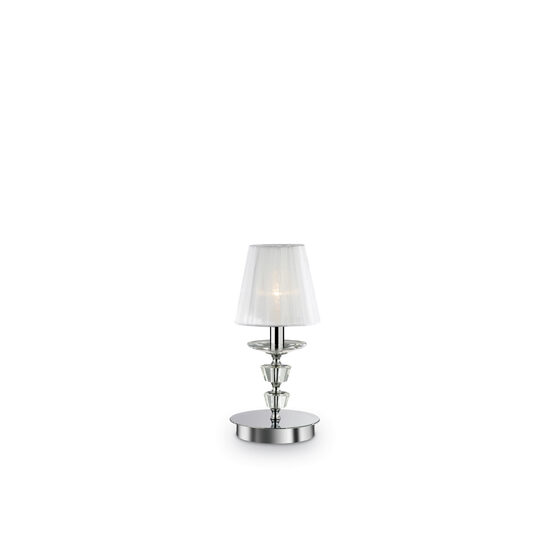 Veioza moderna cromata abajur organza 1xE14/28W, Pegaso TL1 Small 059266 Ideal Lux