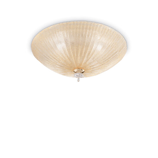 Plafoniera stil venetian abajur sticla aurie 4xE27/60W, Shell PL4 140186 Ideal Lux
