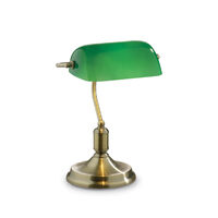 Veioza clasica alama patinata abajur sticla verde 1xE27/60W, Lawyer TL1 045030 Ideal Lux