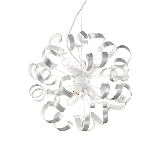 Lustra moderna argintie cadru metalic lacuit 6xE14/40W, Vortex SP6 101613 Ideal Lux