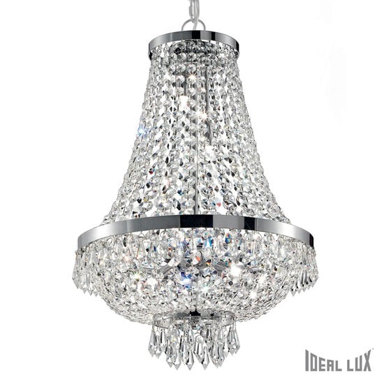Candelabru clasic cromat decorat cu cristale 12xG9/4W, Caesar SP 12 114279 Ideal Lux