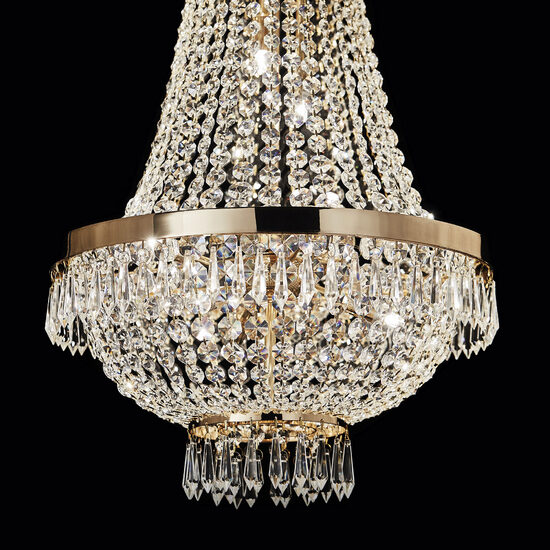 Candelabru clasic auriu decorat cu cristale 12xG9/4W, Caesar SP 12 114743 Ideal Lux