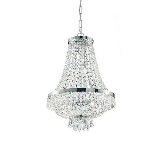 Candelabru clasic cromat decorat cu cristale 9xG9/4W, Caesar SP9 041827 Ideal Lux