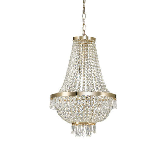 Candelabru clasic auriu decorat cu cristale 9xG9/4W, Caesar SP9 114736 Ideal Lux