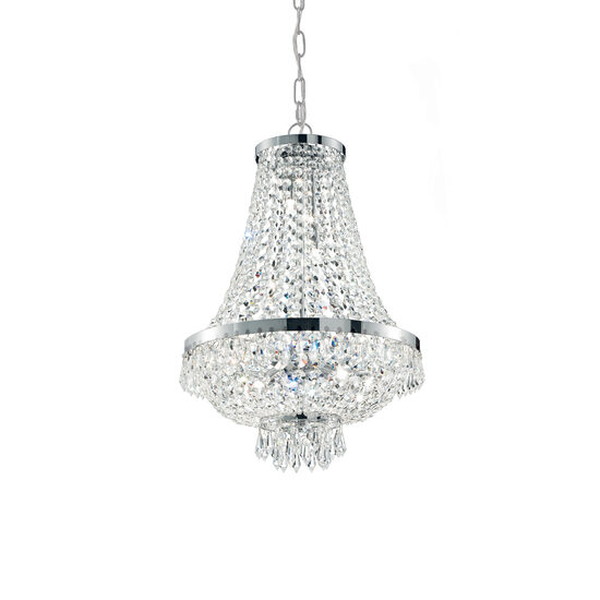 Candelabru clasic cromat decorat cu cristale 6xG9/4W, Caesar SP6 033532 Ideal Lux