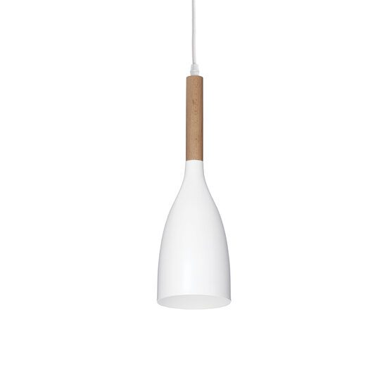 Lustra moderna alba detaliu lemn natural 1xE14/40W, Manhattan SP1 110745 Ideal Lux