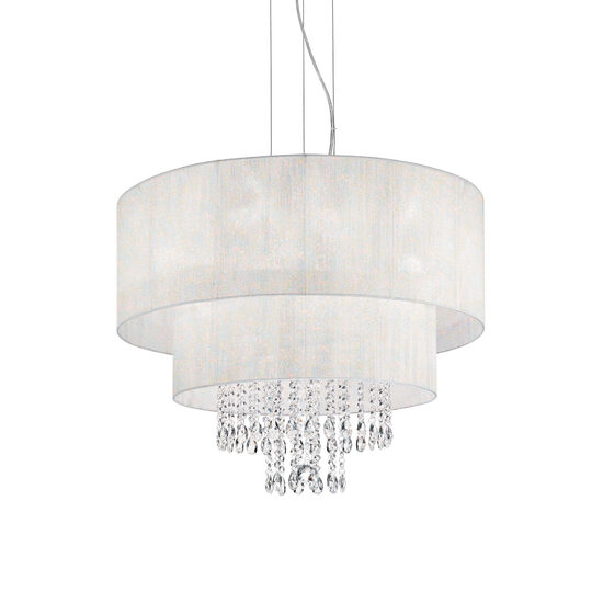 Lustra moderna cu cristale abajur textil 6xE27/60W, Opera SP6 068299 Ideal Lux