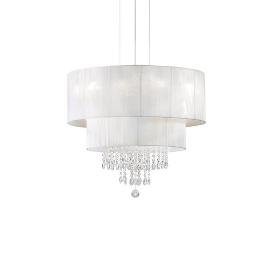 Lustra moderna cu cristale abajur textil 4xE27/60W, Opera SP4 182179 Ideal Lux