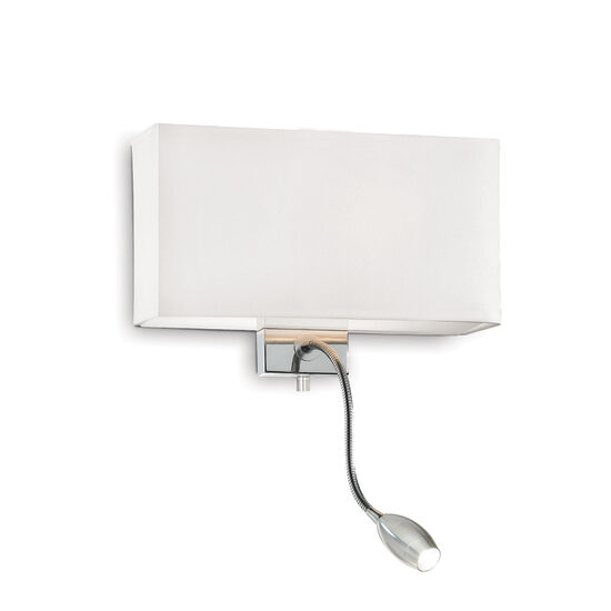 Aplica moderna alba, abajur textil, 1xE27/60W si LED 1.5W/55lm/3000K, Hotel AP2 035949, Ideal Lux