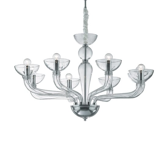 Candelabru venetian sticla lucrata manual 8xE14/40W, Casanova SP8 044255 Ideal Lux