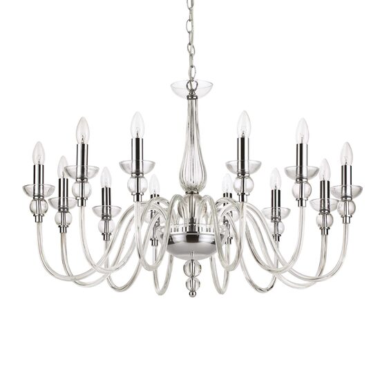 Candelabru cromat cu note venetiene 12xE14/40W, Doge SP12 168906 Ideal Lux