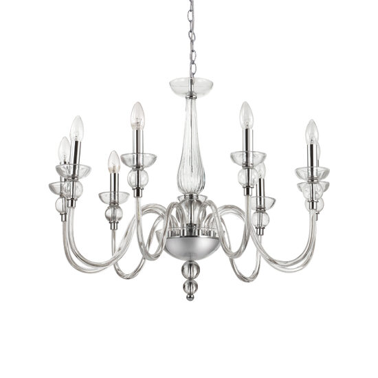 Candelabru cromat cu note venetiene 9xE14/40W, Doge SP9 044453 Ideal Lux