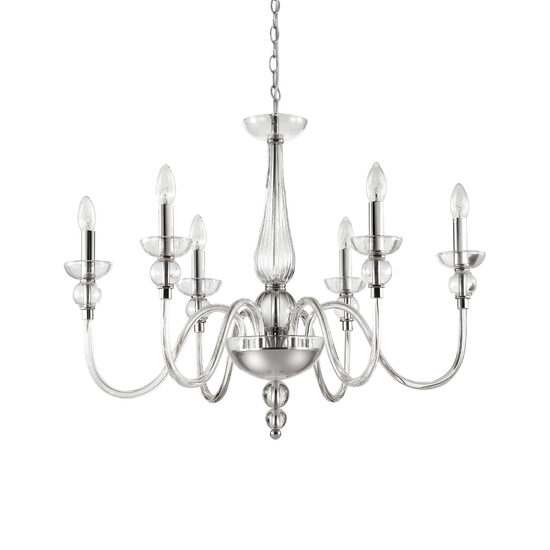 Candelabru cromat cu note venetiene 6xE14/40W, Doge SP6 044422 Ideal Lux
