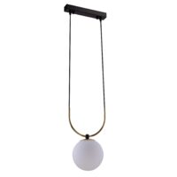 Lustra moderna neagra-aurie, abajur din sticla alba, 1xE14/40W, Balos 8162, Amplex