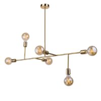 Candelabru modern auriu, stil industrial, 6xE27/60W, Dadim 8224, Amplex