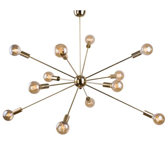 Candelabru modern auriu, stil industrial, 12xE27/60W, Danaia 8227, Amplex