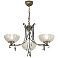 Candelabru clasic, alama patinata, abajururi din sticla, 3xE27/60W, Granada 8313, Amplex
