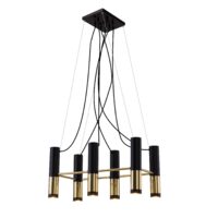 Candelabru modern, negru-auriu, 6xGU10/50W, Kavos 8370, Amplex