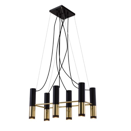Candelabru modern, negru-auriu, 6xGU10/50W, Kavos 8370, Amplex
