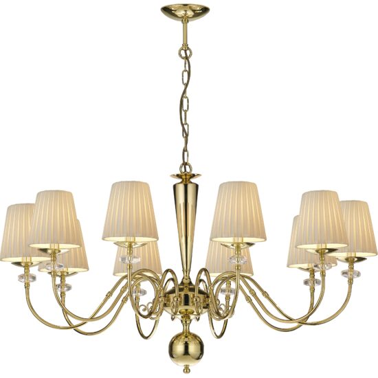 Candelabru clasic auriu, abajururi textile, 10xE14/60W, Lilosa 8683, Amplex