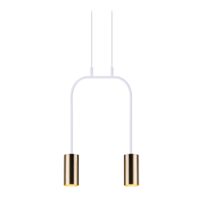 Lustra moderna alba-aurie, stil industrial, 2xGU10/25W, Vai 8842, Amplex