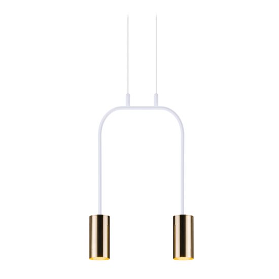 Lustra moderna alba-aurie, stil industrial, 2xGU10/25W, Vai 8842, Amplex