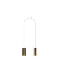 Lustra moderna alba-aurie, stil industrial, 2xGU10/25W, Vai 8844, Amplex