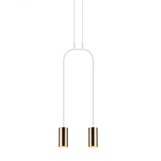 Lustra moderna alba-aurie, stil industrial, 2xGU10/25W, Vai 8844, Amplex