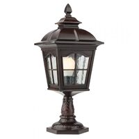 Stalp exterior negru antichizat abajur sticla 1xE27/70W, York 9652 Redo
