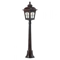 Stalp exterior negru antichizat, abajur din sticla, 1xE27/70W, York 9653, Redo