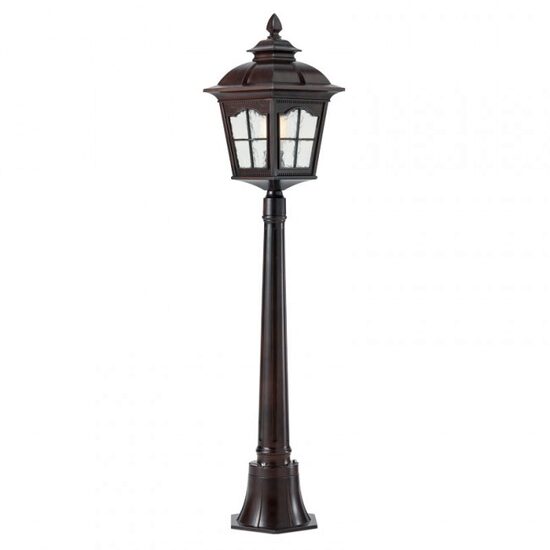 Stalp exterior negru antichizat, abajur din sticla, 1xE27/70W, York 9653, Redo