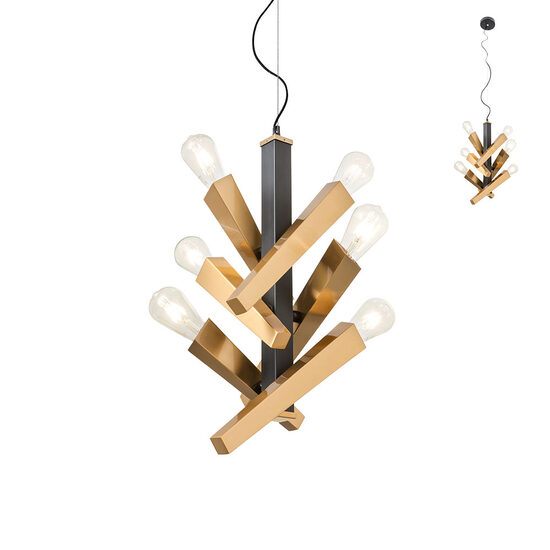Lustra moderna, neagra-aurie, 6xE27/42W, Galea IGL P6 06 12, Incanti
