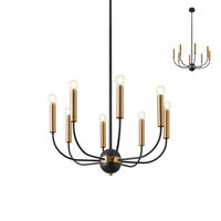 Candelabru modern, negru-auriu, 8xE14/28W, Konig IKN C8 06 12, Incanti
